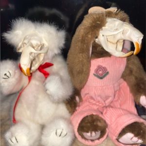 2 Halloween skull stuffed animals